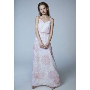 Vow'd THE PLAYFUL Floral‎ PATTERN DRESS Floral size L spaghetti straps maxi pink